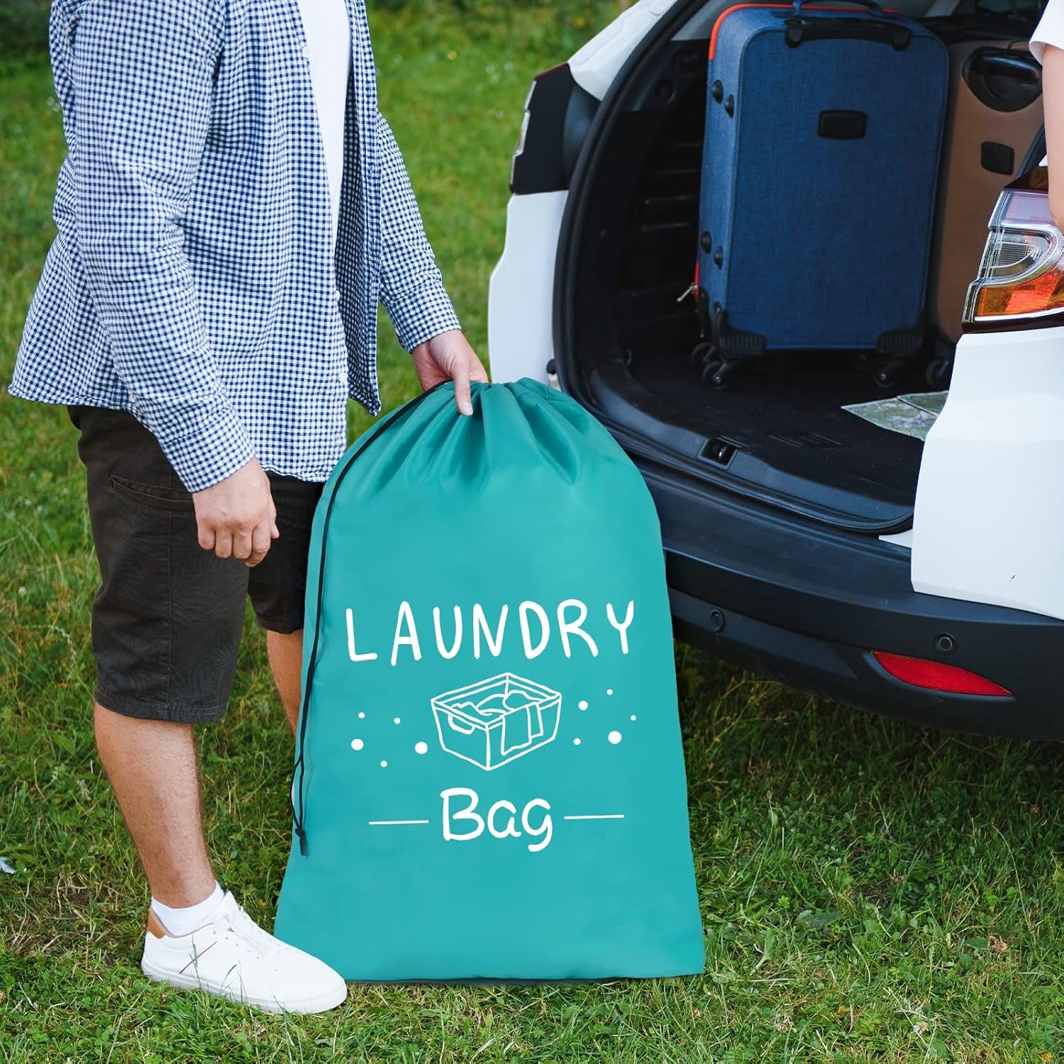 2 Pack Extra Large Travel Laundry Bag, Dirty Clothes Organizer with Drawstring,Heavy Duty Travel Laundry Bags,Easy Fit a Laundry Hamper Travel Essentials