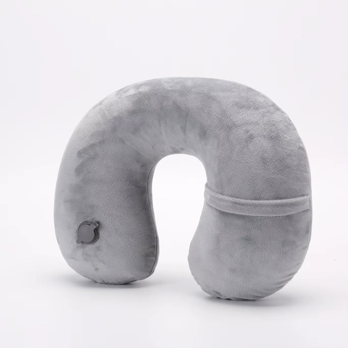 Flocking Plush Fabric Cover Inflatable Pillow Outdoor Travel Cushion U-Shaped Pillow Neck Pillow Travel Accessories Nap Pillow