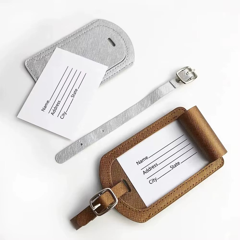 Custom Letters Saffiao PU Leather Luggage Tag Wholesale Personalize Initial Travel Accessories Women Men Suitcase Name Card Tag