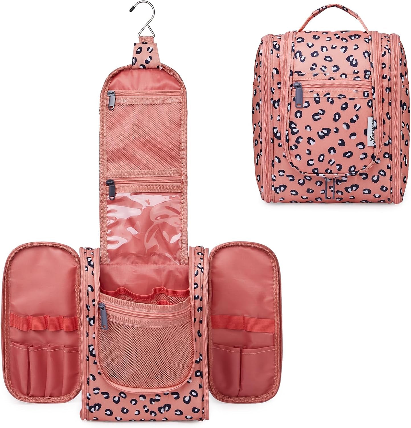 Cheetah Small Hanging Toiletry Bag Women Travel Makeup Bag Organizer Toiletries Bag for Travel Size Essentials Accessories Cosmetics (Medium, Orange Leopard)