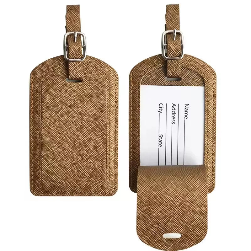 Custom Letters Saffiao PU Leather Luggage Tag Wholesale Personalize Initial Travel Accessories Women Men Suitcase Name Card Tag