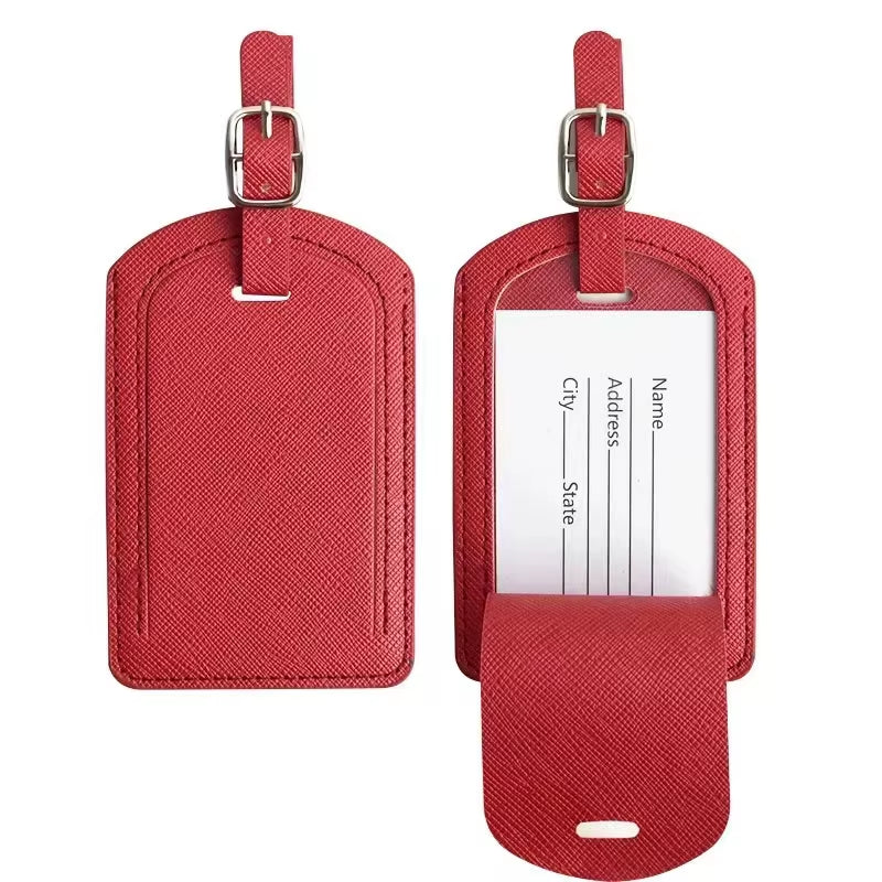 Custom Letters Saffiao PU Leather Luggage Tag Wholesale Personalize Initial Travel Accessories Women Men Suitcase Name Card Tag