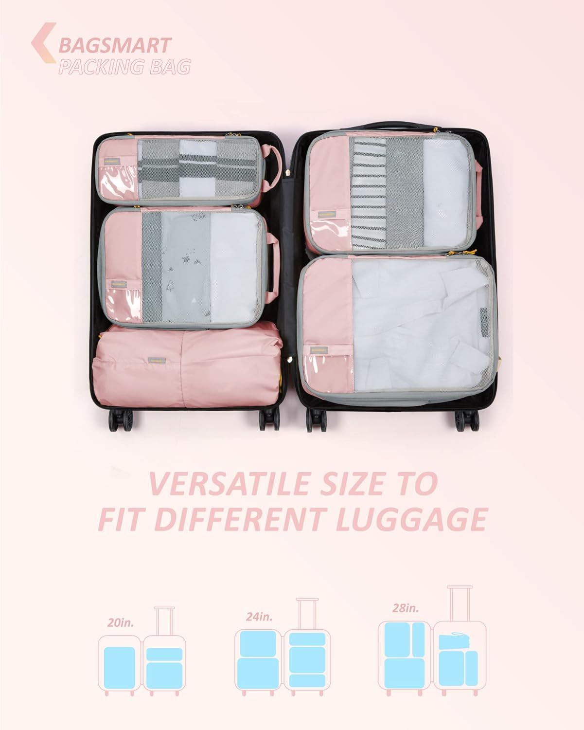 6 Set /4 Set/2 Set Compression Packing Cubes for Travel, Lightweight Luggage Organizer Bags, Durable Space Saver Bags Travel Essentials