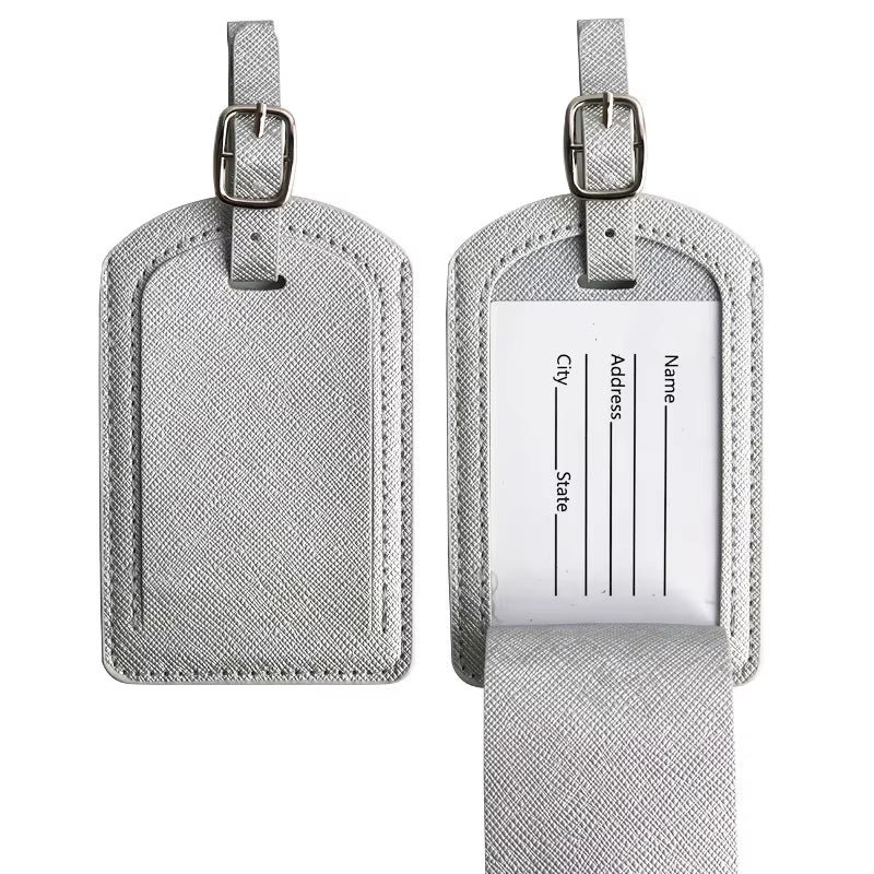 Custom Letters Saffiao PU Leather Luggage Tag Wholesale Personalize Initial Travel Accessories Women Men Suitcase Name Card Tag