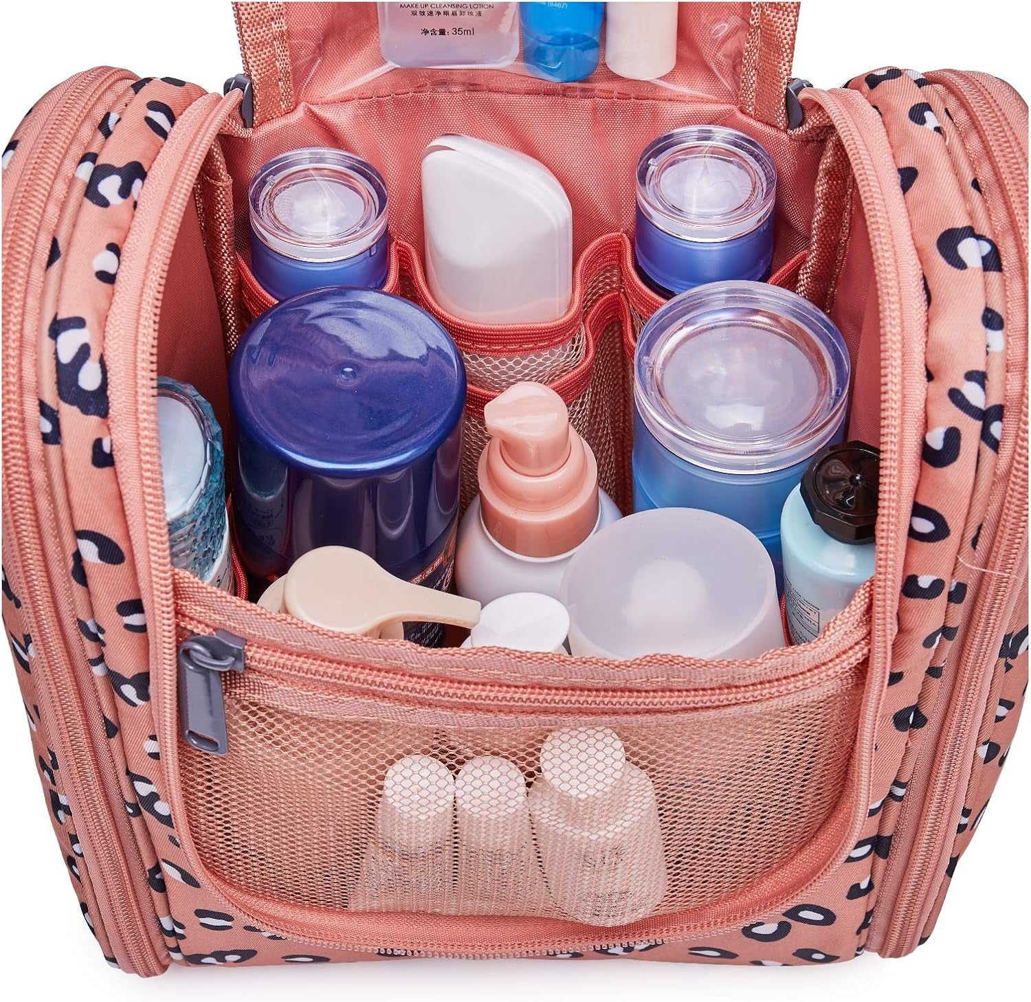 Cheetah Small Hanging Toiletry Bag Women Travel Makeup Bag Organizer Toiletries Bag for Travel Size Essentials Accessories Cosmetics (Medium, Orange Leopard)