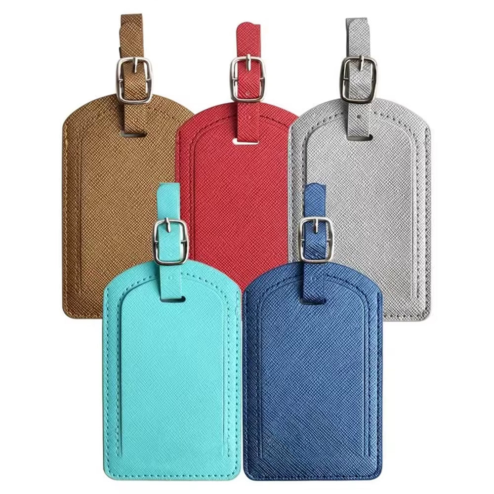 Custom Letters Saffiao PU Leather Luggage Tag Wholesale Personalize Initial Travel Accessories Women Men Suitcase Name Card Tag