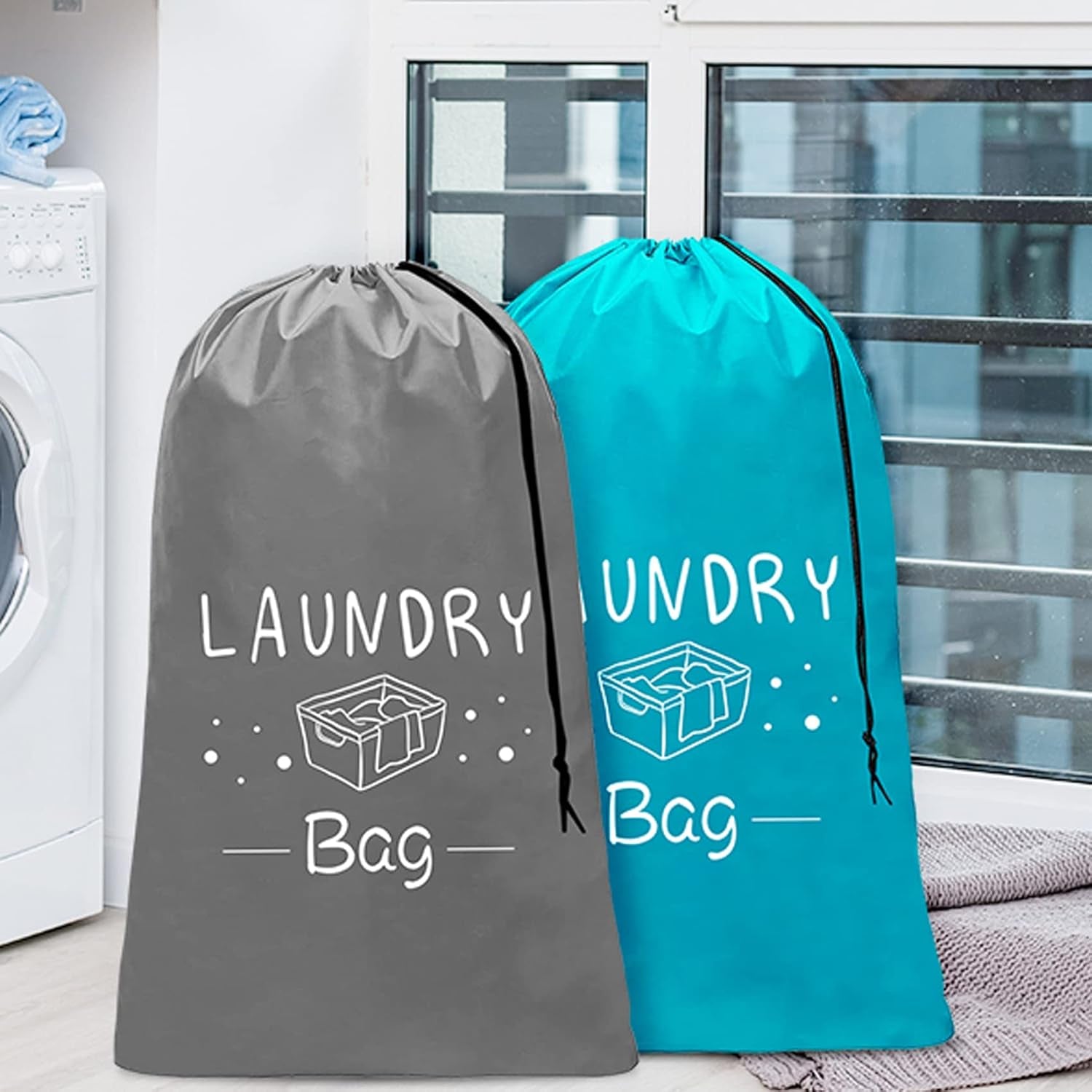 2 Pack Extra Large Travel Laundry Bag, Dirty Clothes Organizer with Drawstring,Heavy Duty Travel Laundry Bags,Easy Fit a Laundry Hamper Travel Essentials