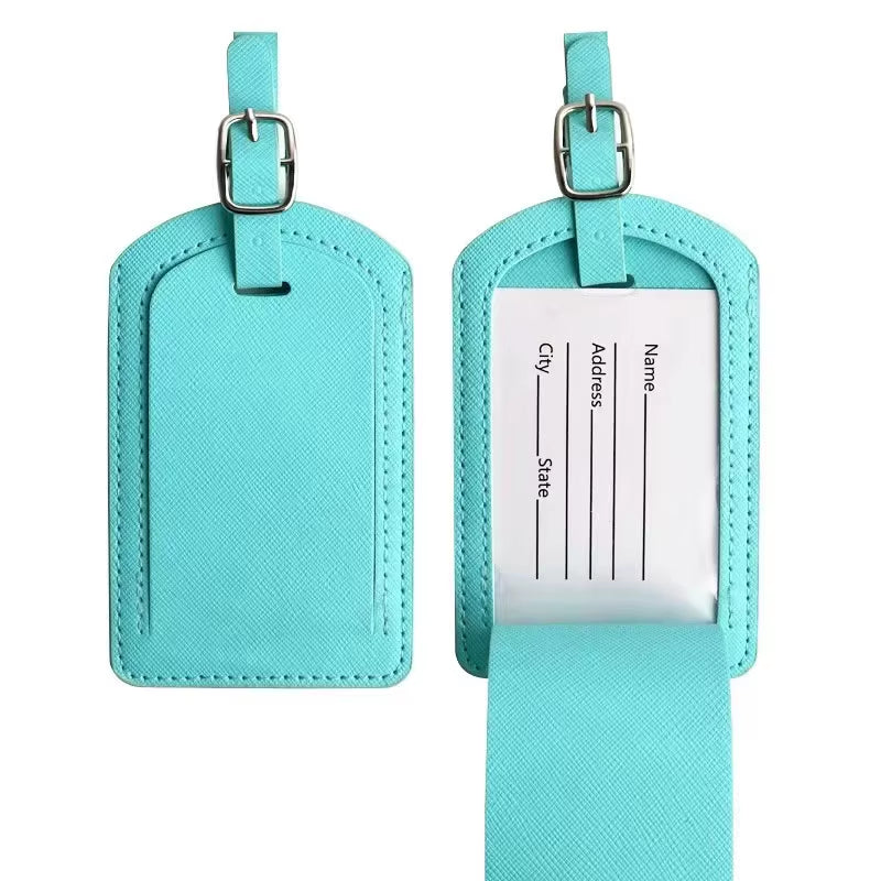 Custom Letters Saffiao PU Leather Luggage Tag Wholesale Personalize Initial Travel Accessories Women Men Suitcase Name Card Tag
