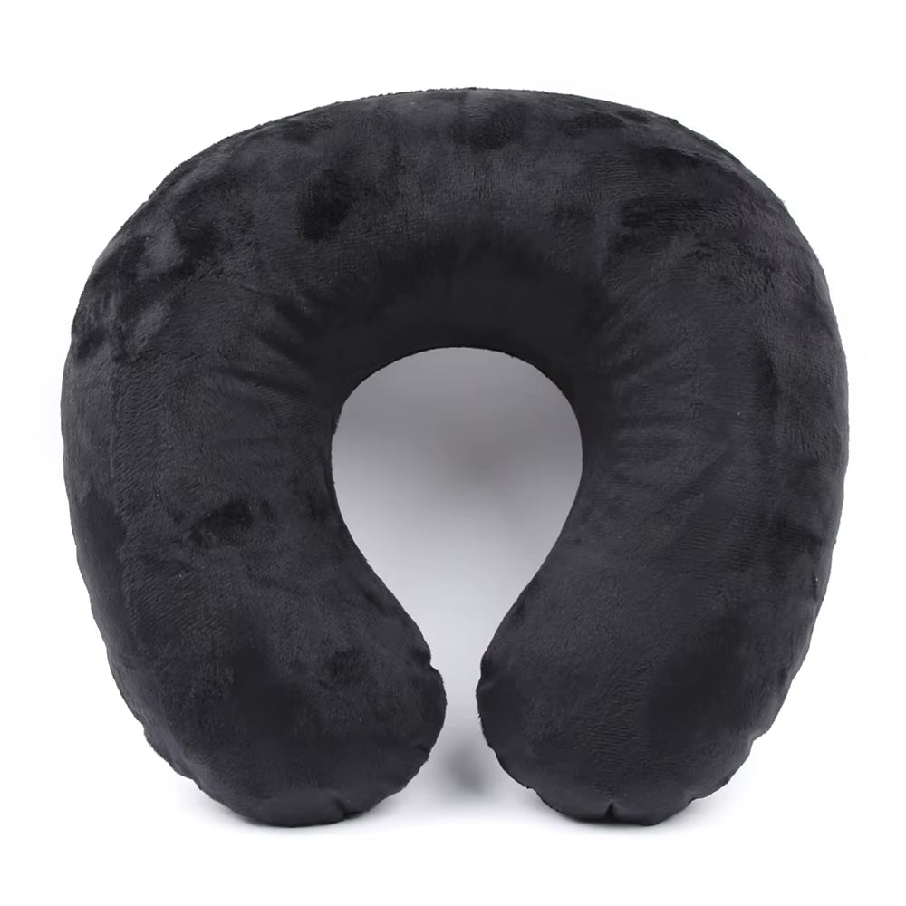 Flocking Plush Fabric Cover Inflatable Pillow Outdoor Travel Cushion U-Shaped Pillow Neck Pillow Travel Accessories Nap Pillow